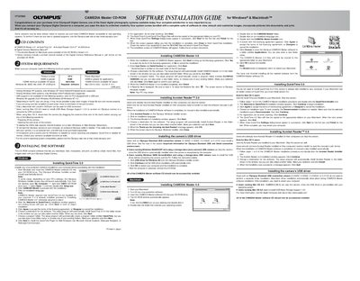 Olympus VT327802 CAMEDIA Master CD-ROM Installation Guide - cover page