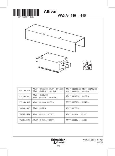 Schneider Electric Altivar VW3 A4 410-415 Manual - cover page