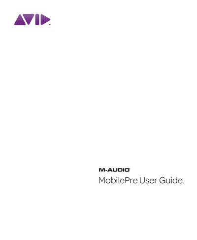 M-Audio MobilePre User Guide - cover page