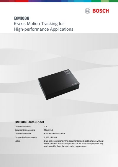 Bosch Sensortec BMI088 Inertial Measurement Unit Datasheet - cover page