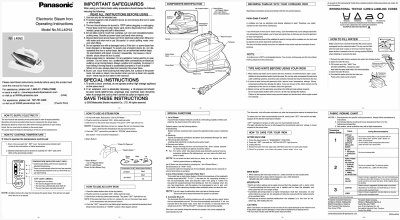 Panasonic NI-L40NS Cordless Steam Iron Operating Instructions - cover page