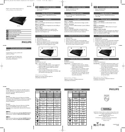 Philips SPK3700 Wired Multimedia Keyboard User Manual - cover page