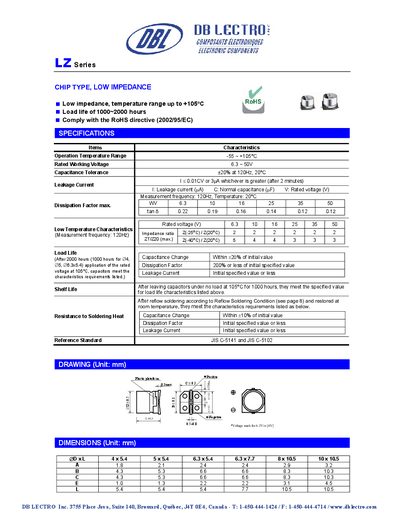 DB LECTRO LZ Series Capacitor Data Sheet - cover page