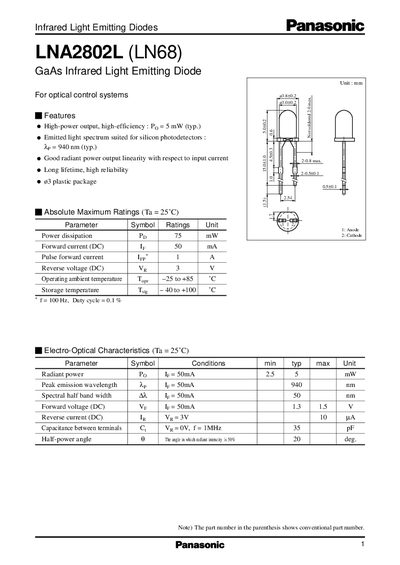 Panasonic LNA2802L(LN68) Manual - cover page