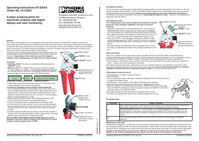 Phoenix Contact SF-Z0054 4-Arbor Crimping Pliers Operating Instructions - cover page