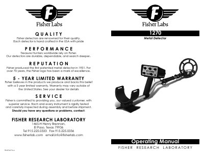 Fisher 1270 Metal Detector Operating Manual - cover page