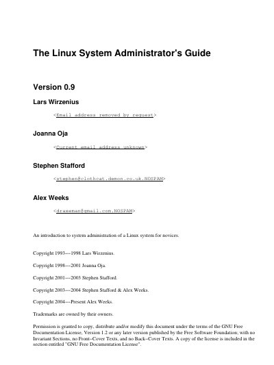 Linux System Administrator's Guide - cover page