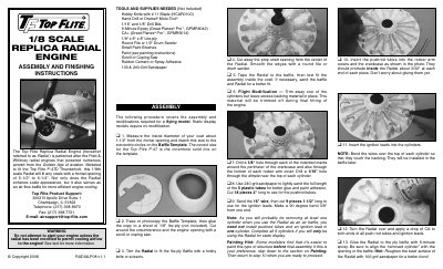 Top Flite RADIALP008 Replica Radial Engine Assembly and Finishing Instructions - cover page