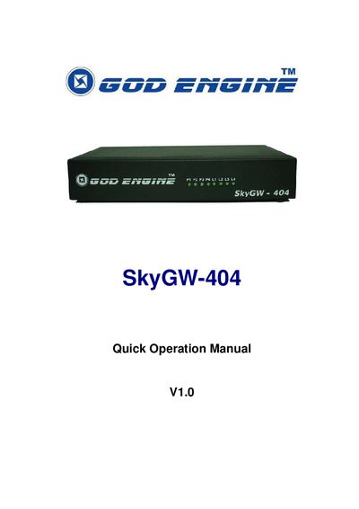 SkyGW SkyGW-404 Skype Gateway Quick Operation Manual