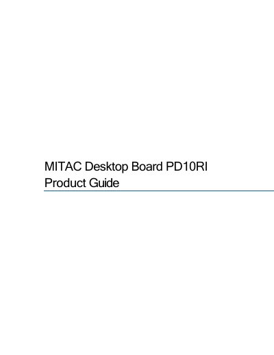 MITAC PD10RI Desktop Board User Manual - cover page