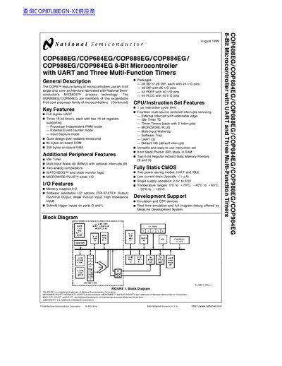 National Semiconductor COP87L88EG/COP688EG/COP684EG/COP888EG/COP884EG/COP988EG/COP984EG 8-Bit Microcontroller Datasheet