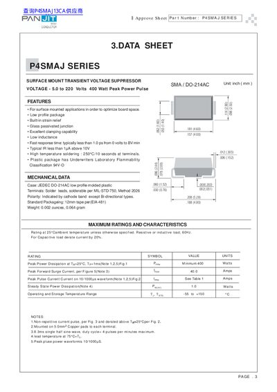 PANJIT P4SMAJ SERIES 3.DATA SHEET - cover page