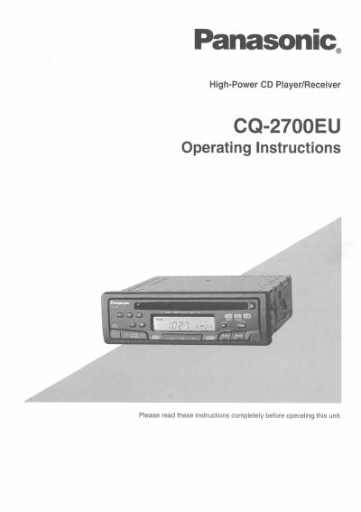 Panasonic CQ-2700EU High-Power CD Player/Receiver Operating Instructions - cover page