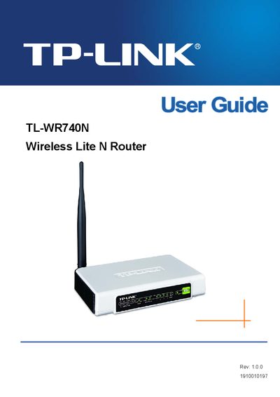 TP-Link TL-WR740N Wireless Lite N Router User Guide - cover page