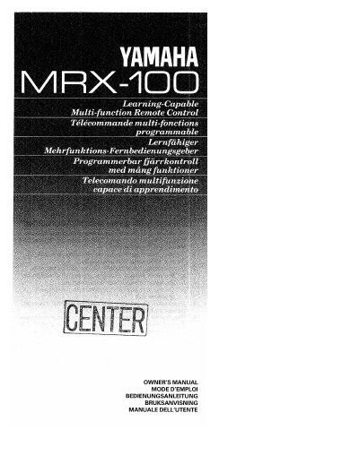 YAMAHA MRX-1000 user manual - cover page