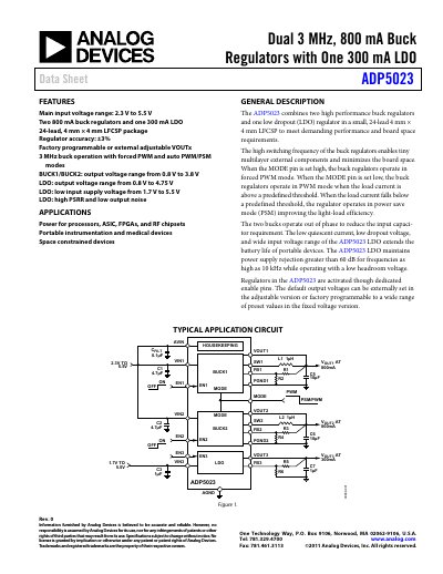 Analog Devices ADP5023 Datasheet - cover page