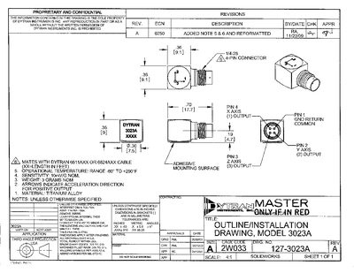 Dytran 3023A Triaxial Accelerometer Datasheet - cover page