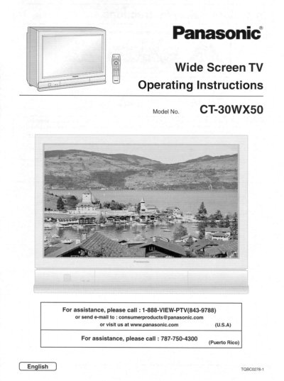 Panasonic CT-30WX50 Wide Screen TV Operating Instructions - cover page
