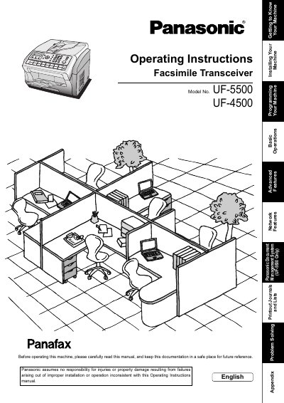 Panasonic UF-5500/UF-4500 Facsimile Transceiver Operating Instructions - cover page