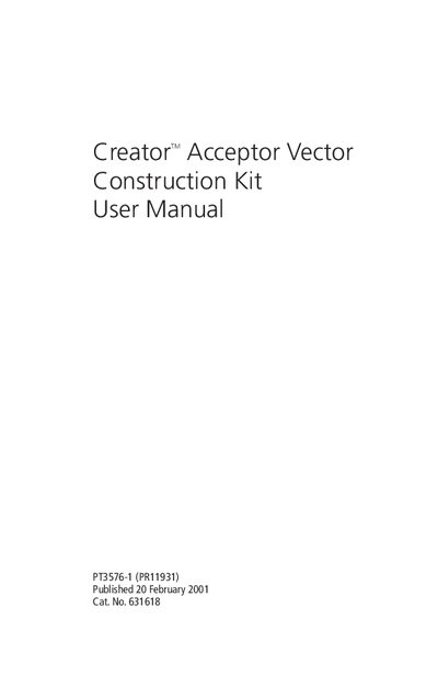 Clontech CreatorTM Acceptor Vector Construction Kit User Manual
