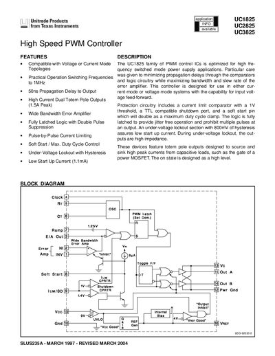 Unitrode UC1825/UC2825/UC3825 PWM Controller Datasheet - cover page