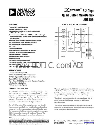Analog Devices AD8159 Datasheet - cover page