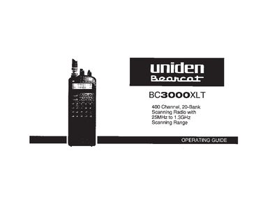 Uniden BC3000XLT Operating Guide - cover page