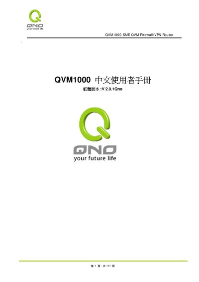 Qno QVM1000 Firewall/VPN Router User Manual - cover page