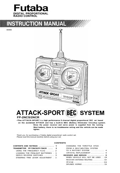 Futaba FP-2NCS/2NCR Digital Proportional Radio Control Set User Manual - cover page