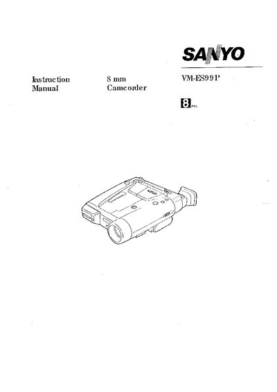 Sanyo VM-ES99P Camcorder User Manual - cover page