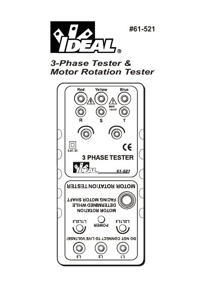 IDEAL 61-521 3-Phase Tester & Motor Rotation Tester User Manual - cover page