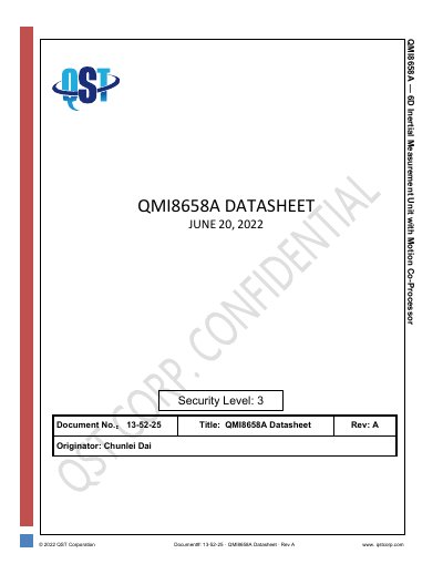 QST QMI8658A Datasheet - cover page