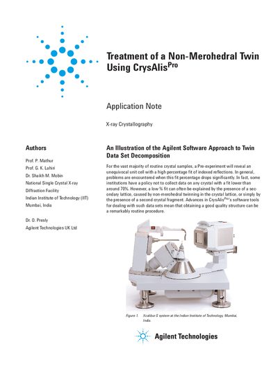 Agilent CrysAlisPro Application Note: Treatment of a Non-Merohedral Twin - cover page