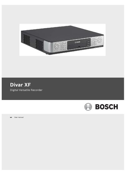 Bosch Divar XF Digital Versatile Recorder User Manual - cover page