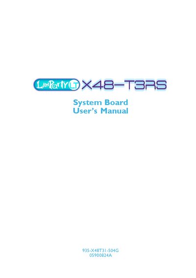 DFI X48‑T3RS Motherboard User Manual - cover page
