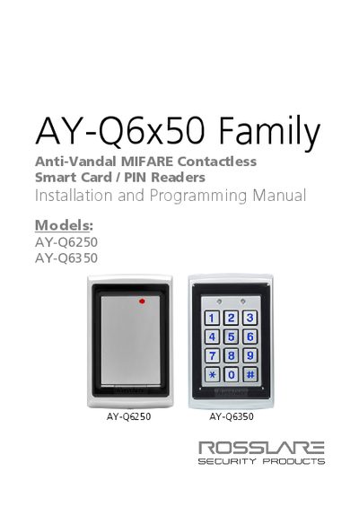 Rosslare AY-Q6x50 Family Installation and Programming Manual - cover page