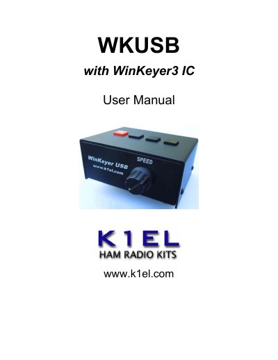 K1EL WKUSB with WinKeyer3 IC User Manual - cover page