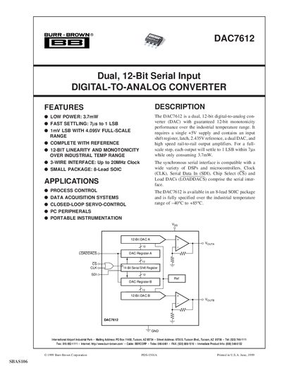 Texas Instruments DAC7612 Datasheet - cover page