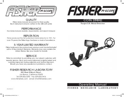 Fisher Coin Strike Metal Detector Operating Manual - cover page