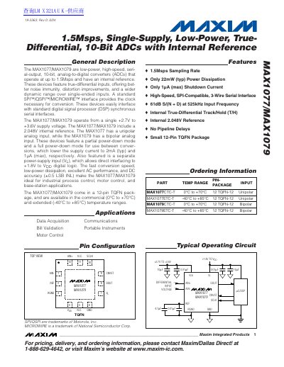 Maxim MAX1077/MAX1079 10-Bit ADC Datasheet - cover page