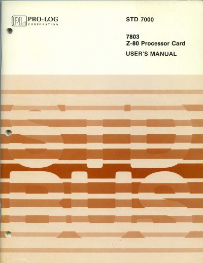 Pro-Log 7803 Z-80 Processor Card User Manual - cover page