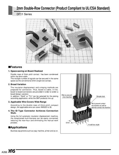 HRS DF11 Series 2mm Double-Row Connector Product Leaflet - cover page