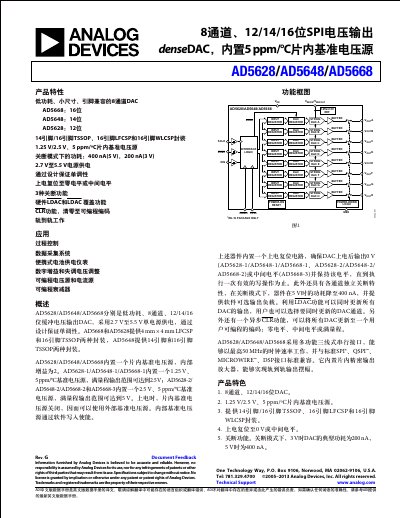 Analog Devices AD5628/AD5648/AD5668 Digital-to-Analog Converter Datasheet