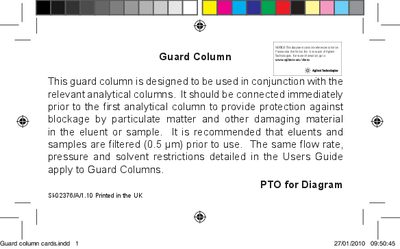 Guard Column Installation and Usage Instructions - cover page