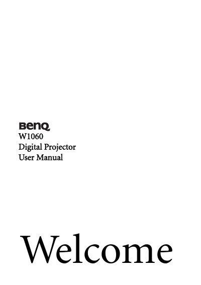 BenQ W1060 Digital Projector User Manual - cover page