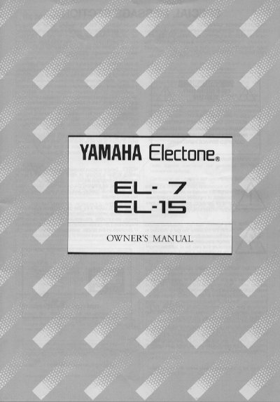 Yamaha EL-7/EL-15 Electone User Manual - cover page