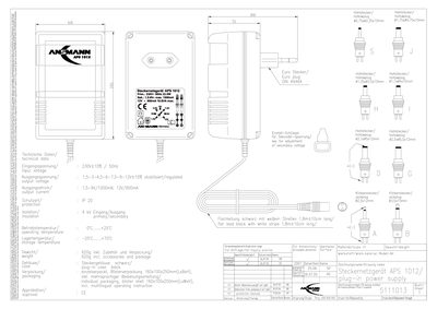 ANSMANN APS 1012 Power Supply Manual - cover page
