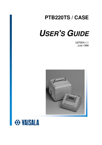 Vaisala PTB220TS User Guide - cover page