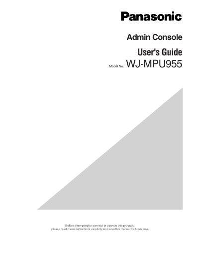 Panasonic WJMPU955-AC Manual - cover page