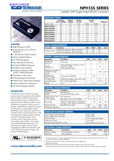 CD TECHNOLOGIES NPH155 SERIES handbook - cover page
